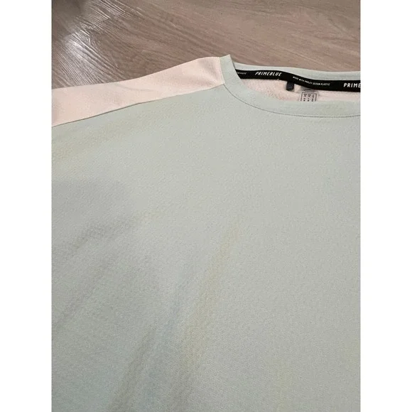 Adidas Primeblue Women Top Light Blue White Colorblock Athletic T Shirt Size M - Picture 4 of 16